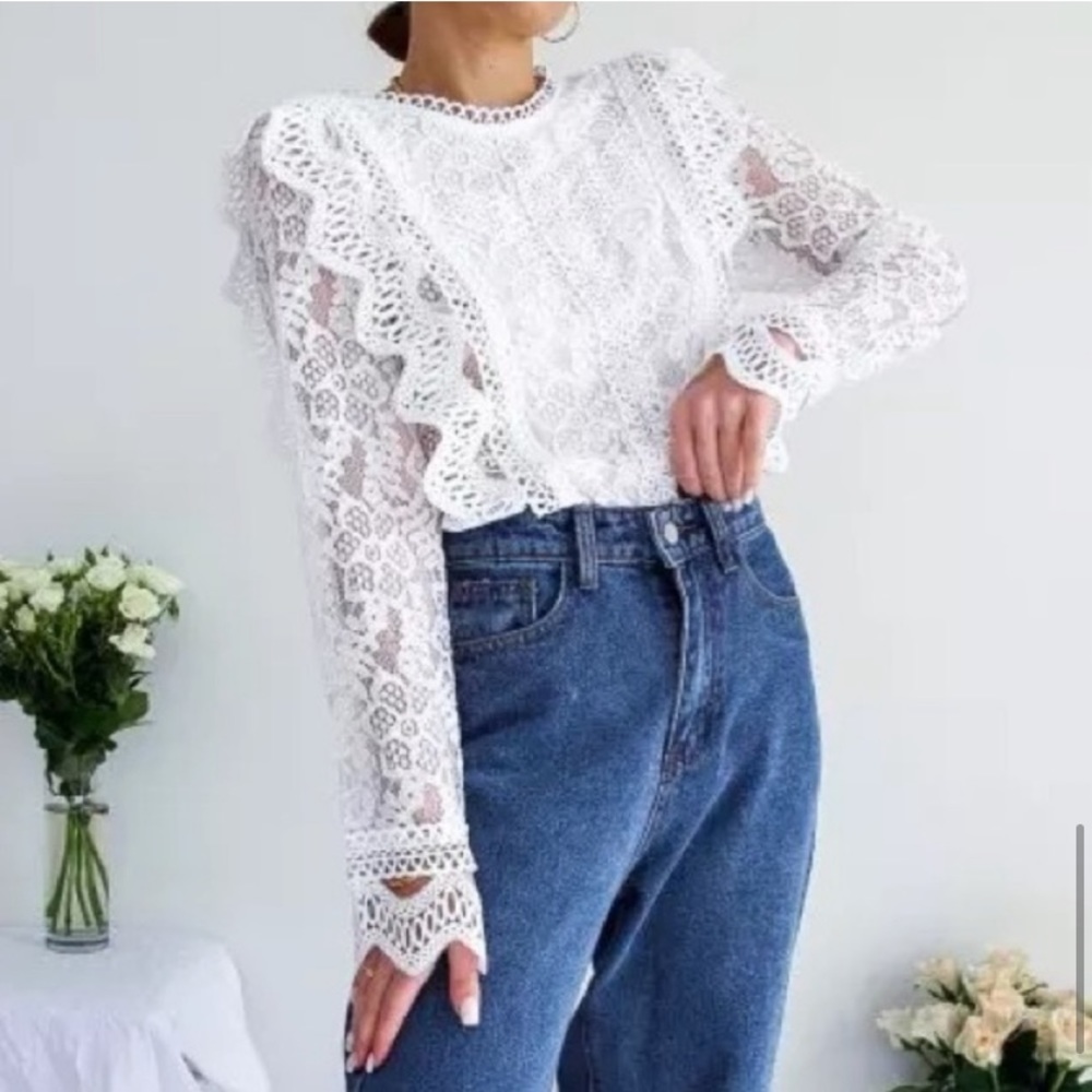 Last 1 L! 5 Star Rated New Bohemian Crochet Top with Back Zipper - Picture 8 of 15